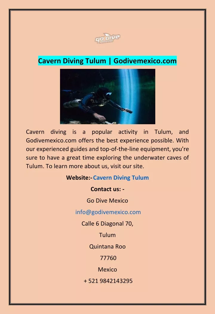 cavern diving tulum godivemexico com