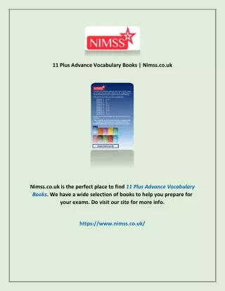 11 Plus Advance Vocabulary Books | Nimss.co.uk