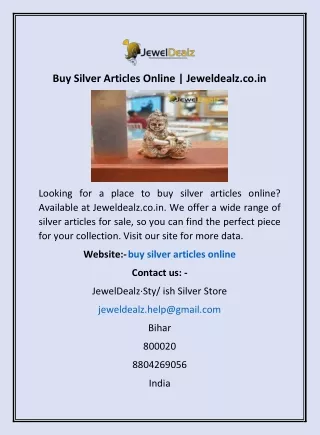 Buy Silver Articles Online | Jeweldealz.co.in