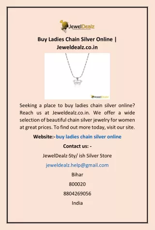 Buy Ladies Chain Silver Online | Jeweldealz.co.in