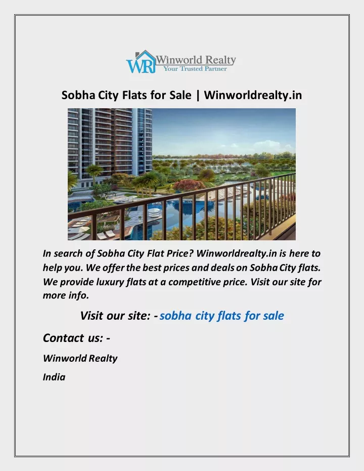 sobha city flats for sale winworldrealty in