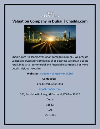 valuation company in dubai chadils com