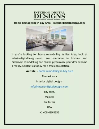 Home Remodeling in Bay Area  Interiordigitaldesigns