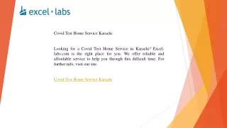 Covid Test Home Service Karachi   Excel-labs.com