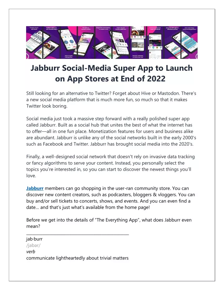 jabburr social media super app to launch