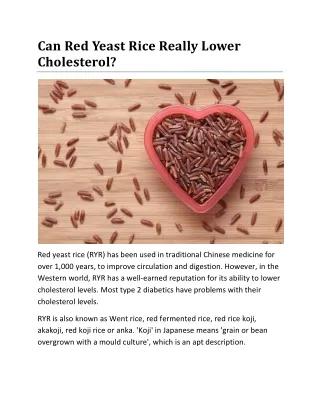 Can Red Yeast Rice Really Lower Cholesterol