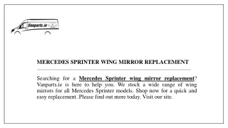 Mercedes Sprinter Wing Mirror Replacement  Vanparts.ie