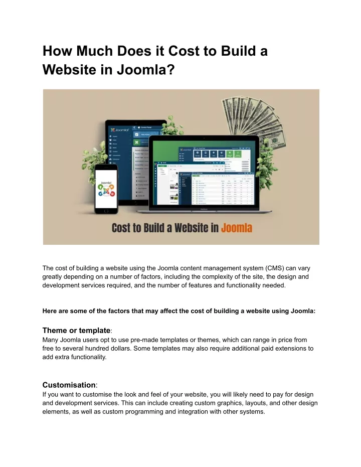 PPT How Much Does it Cost to Build a site in Joomla PowerPoint