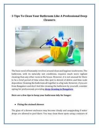 3 Tips To Clean Your Bathroom Like A Professional Deep Cleaners