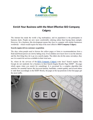 Enrich Your Business with the Most Effective SEO Company Calgary