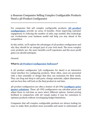 9 reasons companies selling complex configurable