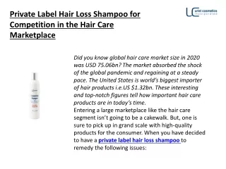 Private Label Hair Loss Shampoo for Competition in the Hair Care Marketplace