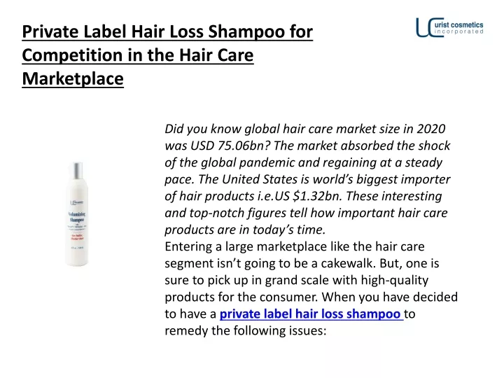 private label hair loss shampoo for competition