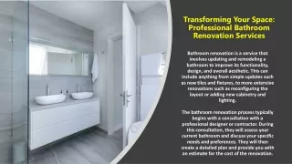 Transforming Your Space Professional Bathroom Renovation Services