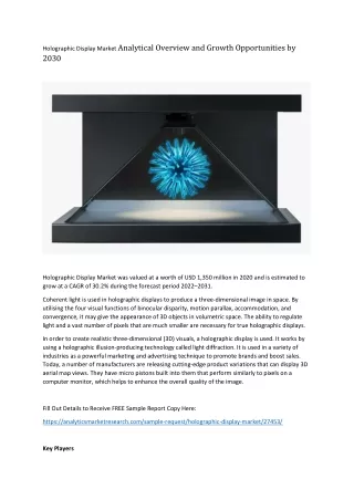 holographic display market analytical overview