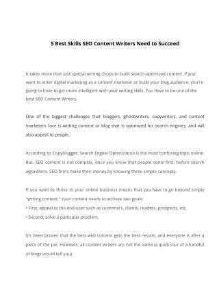 5 Best Skills SEO Content Writers Need to Succeed