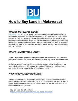 How to Buy Land in Metaverse