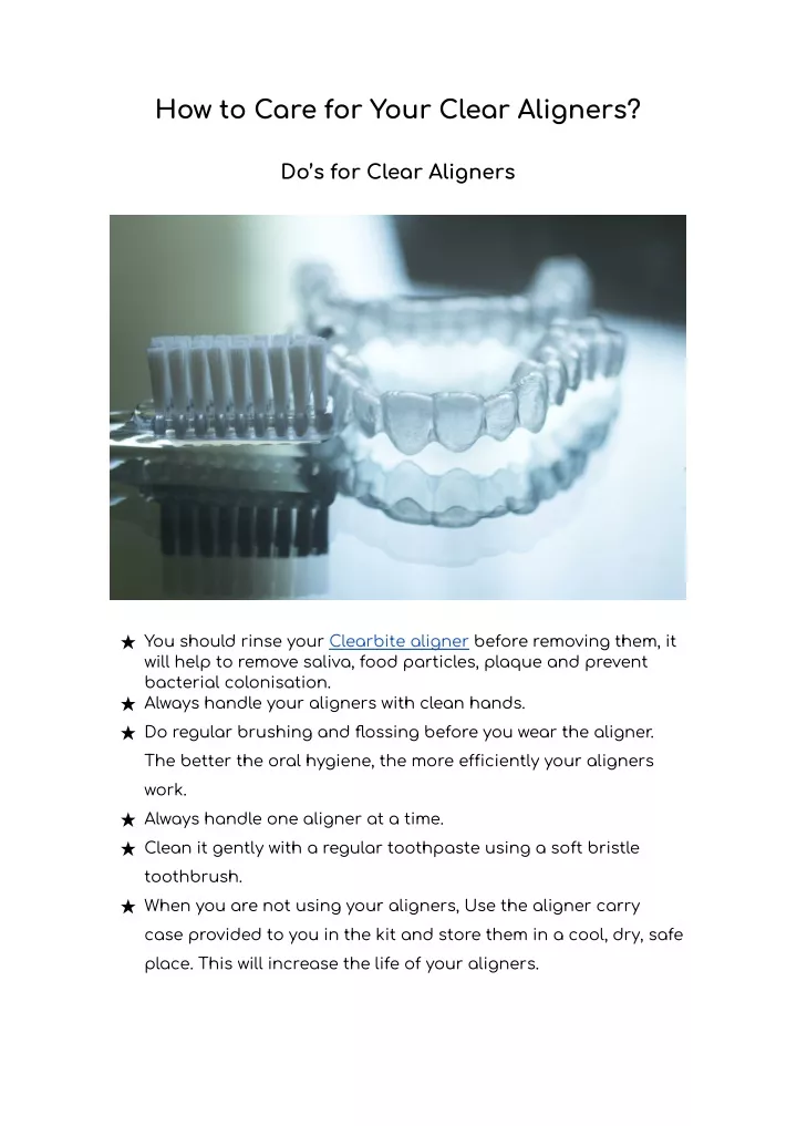 how to care for your clear aligners