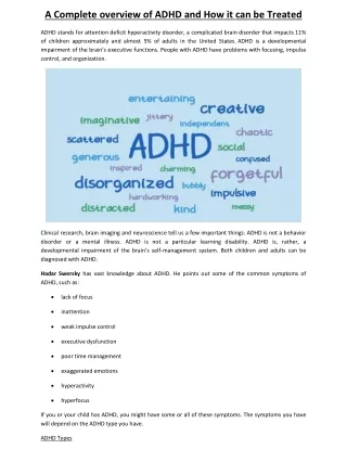 #hadarswersky Overview of ADHD and How it can be Treated