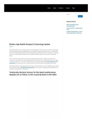 Modern Age Mobile Display & Technology Update