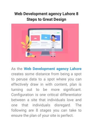 Web Development agency Lahore 8 Steps to Great Design