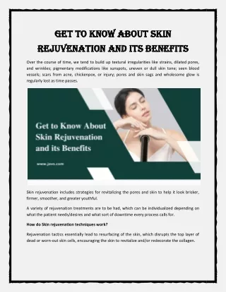 Get to Know About Skin Rejuvenation and its Benefits