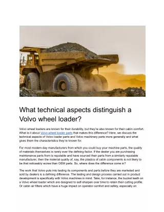 What technical aspects distinguish a Volvo wheel loader