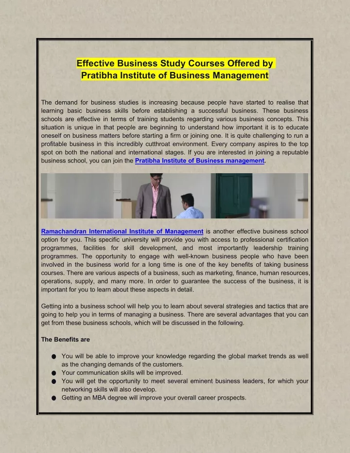 effective business study courses offered