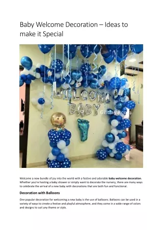Baby Welcome Decoration Ideas to make it Special