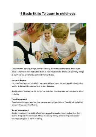 5 basic skills to learn in childhood