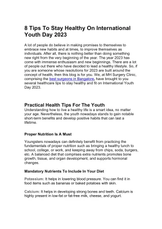 8 Tips To Stay Healthy On International Youth Day 2023