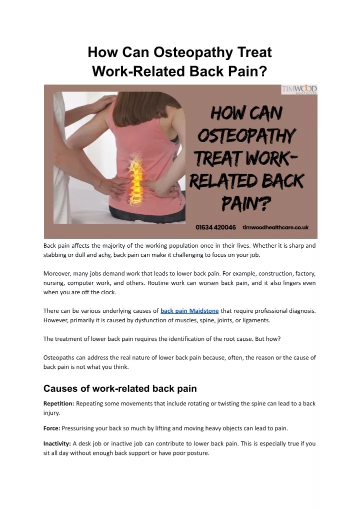 how can osteopathy treat work related back pain