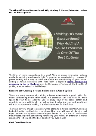 Thinking Of Home Renovations? Adding A House Extension Is One Of The Best Option