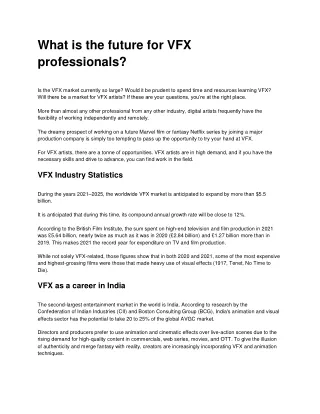 what is the future for vfx professionals