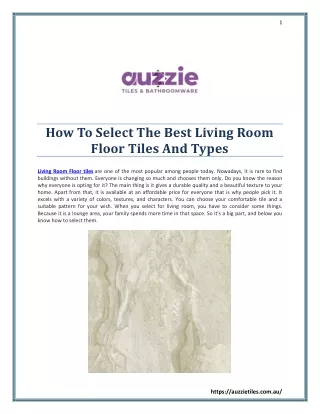 How To Select The Best Living Room Floor Tiles And Types