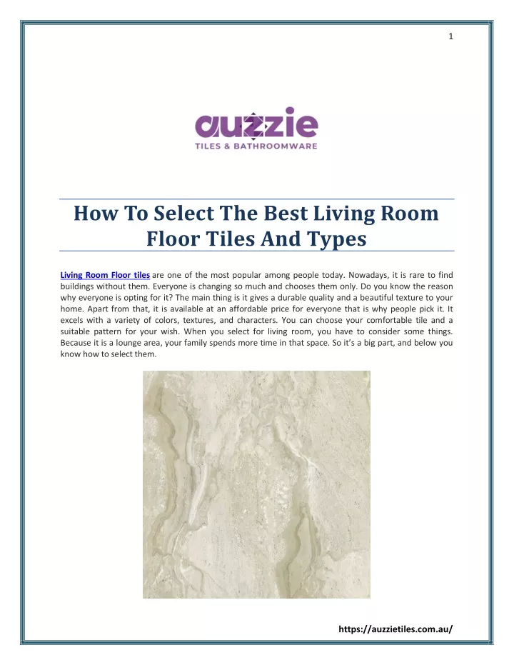 PPT - How To Select The Best Living Room Floor Tiles And Types ...