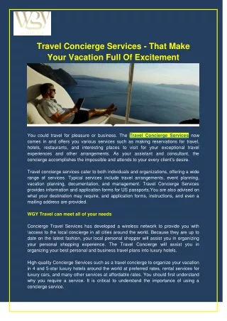 Travel Concierge Services - That Make Your Vacation Full Of Excitement