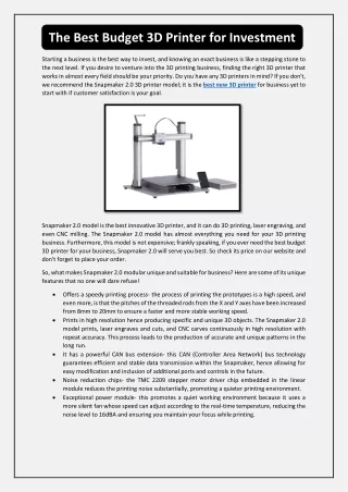 the best budget 3d printer for investment