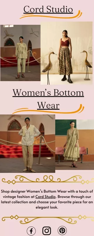 Get Designer Women’s Bottom Wear At Cord Studio