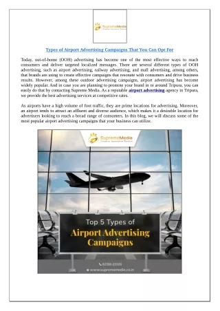 Types of Airport Advertising Campaigns That You Can Opt For