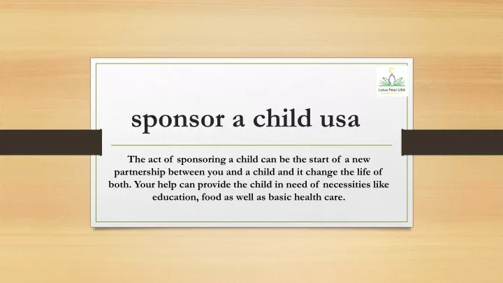 sponsor a child usa