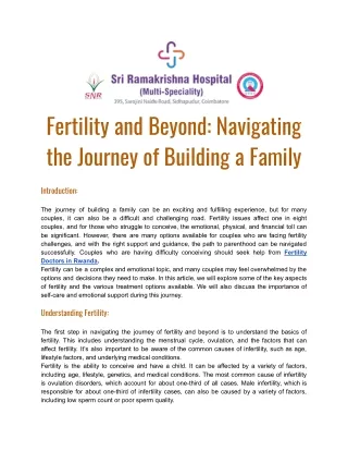 Fertility and Beyond: Navigating the Journey of Building a Family