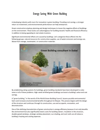 Energy Saving With Green Building