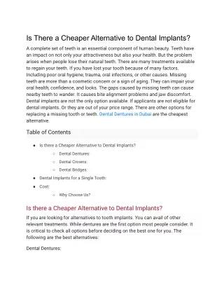 Is There a Cheaper Alternative to Dental Implants