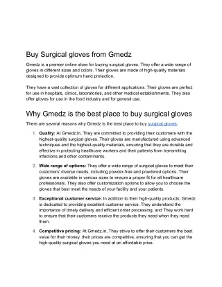 Buy Surgical gloves from Gmedz