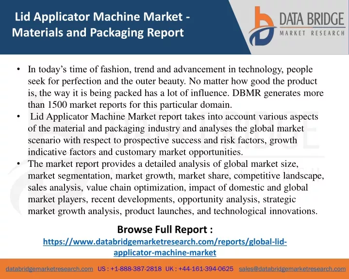 lid applicator machine market materials