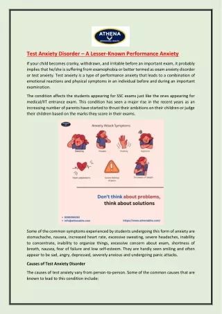 test anxiety disorder a lesser known performance