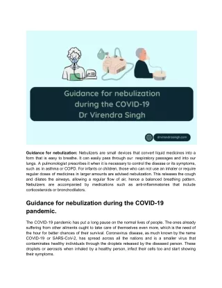 Guidance for nebulization during the COVID-19 – Dr Virendra Singh