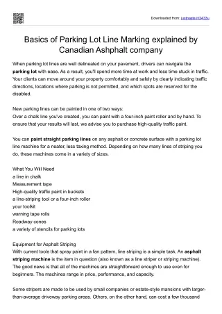 The basics of parking lot line marking explained by Canadian company Ashphalt