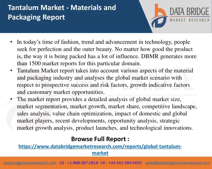 tantalum market materials and packaging report